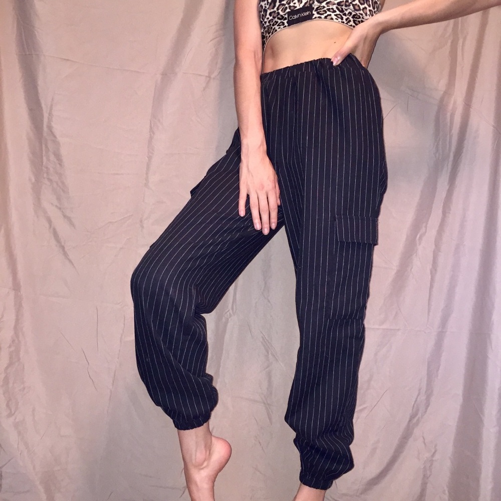 Pinstripe cuffed pants